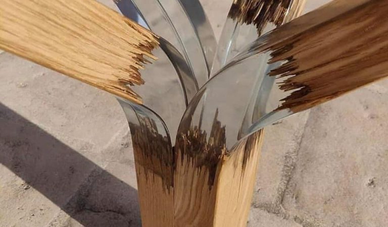 Decor consists of broken wood and transparent epoxy!
